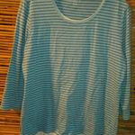 Liz Claiborne  XL Sea Blue Striped Top Photo 2