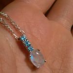 Opal and Aquamarine Sterling Silver Pendant Necklace Photo 8
