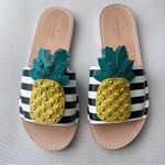 Kate Spade  Icarus Studded Leather Striped Black White Pineapple Slide Sandal 7.5 Photo 0