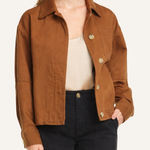 Vince  Utility Jacket Umbra Brown Cotton Linen Workwear Jacket Small Oversized Photo 0