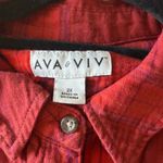 Ava & Viv Vibrant Red Plaid Shirt No Gap Plus Size Long Sleeve 2X Photo 3
