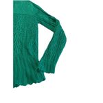 Leslie Fay VTG  Sweater Size 10 Green Crochet V Neck Pointelle Photo 6