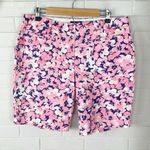 Lands' End Lands’ End Mid Rise Pink Floral Bermuda Shorts Size 12 Photo 0