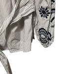 J.Crew  Embroider Stripe Blouse Tie Back Top L Cottagecore‎ Prairie Boho Feminine Photo 5