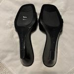 Bandolino  Slip On Wedge Heels Sandals Black Leather Women’s Size 6.5 Bow Detail Photo 11