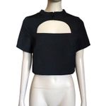 Peppermayo  Black Short Sleeve Cutout Crop Top Photo 1