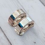 Vintage Clip On Earrings Silver Tone Hoops Photo 1