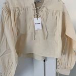 RE/DONE $395 NWT  PIRATE LACE-UP IVORY TOP SZ SMALL Photo 3