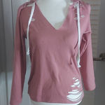 Cleo Distressed Pink Hoodie S Pastel Normcore Sportswear Gorpcore Classic Grunge Photo 0