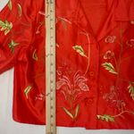 Maggy London Red Floral 100% Silk Embroidered Lightweight Cropped Jacket Size 10 Photo 4