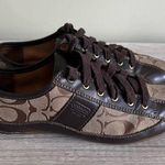Coach  SUEE Signature Brown Leather & Canvas Fashion Sneakers Size 8 Photo 0