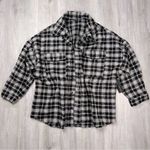 Tweed Plaid Button Down Shirt 2X Black Photo 2
