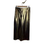 J.Crew NWT Gwyneth Slip Skirt – Gold Lamé Midi Bias Cut Satin Look, Size XS Photo 4