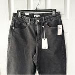 Good American NWT Black Good Boy Straight Leg Denim Jeans Busted Knee 6/28 Photo 3