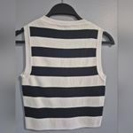 ZARA  Striped Blue and Cream summer euro boho beach sweater Tank Knit Top medium Photo 2