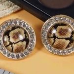 Superstar Accessories Zirconia Snake Print Stud Earrings Brown, Black, & Gray Brown Photo 0