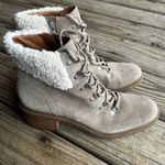 Lucky Brand Demia Lace Up Hiker Booties Woman's 9.5 Dune Oiled Suede Faux Collar Photo 4