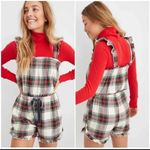 Aerie  NWT romper sleepwear flannel plaid pockets woman size MEDIUM Photo 1
