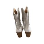 Berness Cow Girl Boots Size 5.5 Pointed Toe Block Heel Rhinestone Fringe White Photo 4