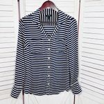 J. Crew Striped Silk Button Up Long Sleeve Shirt Blouse Blue White Small Photo 7