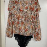 Free People intimates Say it to Me Orange floral ruffle boho bodysuit size XS Photo 1