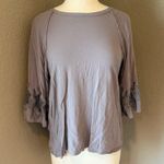 Doe & Rae  Lavender Blouse with Embroidered Sleeves Medium Photo 0