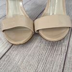 ALDO women 6 patent leather open toe wide ankle strap buckle heels beige Photo 5