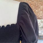 HYFVE Top Cropped Puff Sleeve Smocked Black S Trendy Romantic Feminine Chic Photo 3