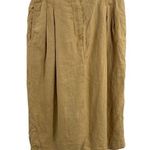 Gucci A-Line Skirt Tan Pleated Midi Linen Back Buckle 46(IT) 10(US) SEE NOTES Photo 0