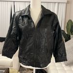Vintage Italian Black Leather Textured Jacket (Vintage /
80s / Navarre Leather) Size 14 Photo 1