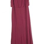 THREAD Bridesmaid Ines Chiffon Sleeveless Gown Burgundy Dessy Collection Size 18 Red Photo 2