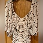 re:named  Cream w/ Black Polka Dots Ruched Lined Bodycon Mini Dress Size‎ Small Photo 1