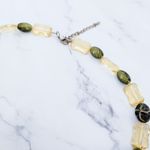 Vintage Necklace Green & Butter Yellow Tones Photo 5