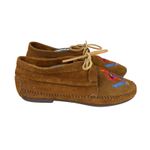 Minnetonka Vintage Moccasins Women's 8 Brown Suede Thunderbird Lace-Up Shoes Photo 2