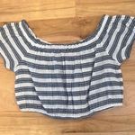 Aerie Blue and White Smocked Crop Blouse Top - Medium Photo 0