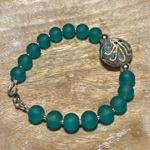 Beaded Sea Glass Hand Blown Glass Octopus Bead Bracelet Photo 1