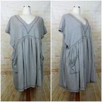 World Market Babydoll Dress Womens One Size Gray Short Sleeve Pockets Lagenlook Photo 1