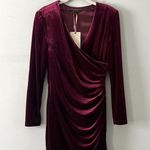 Alex Marie NWT Nikki Surplice V-Neck Long Sleeve Mahogany Velvet Dress Photo 5