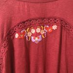Free People Serafina Floral Embroidered Crochet Top in Red - Size Small Photo 4