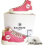 Balmain NIB  X Barbie Pink Sneakers EU 40 US 10 Women’s High Top Lace Up B Court Photo 0