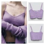 ZARA NWT Women's Alpaca Wool Blend V-Neck Bralette Crop Top Purple Size Medium Photo 1