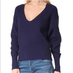 Free People  Navy Blue Allure Rib Knit Slouchy‎ V-Neck Pullover Sweater Size XS Photo 3