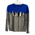 Talbots penguin sweater lambs wool blend blue grey Medium petite Photo 1