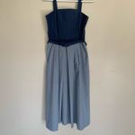 Vintage Plaza South belted midi dress spaghetti strap blue pleated skirt sz L Size L Photo 3