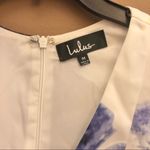 Lulus Lulu’s Seeing Chic Floral V Neck Racerback Skater Dress‎ Blue White Medium Photo 4