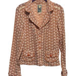 Burning Torch Orange White Floral Semi Sheer Blazer in Excellent Condition Size L Photo 0