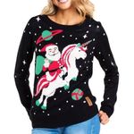 Tipsy Elves Women Santa Unicorn Ugly Christmas Sweater by Size Small Photo 0