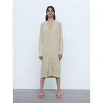 ZARA Ribbed Knit Longline Duster Cardigan Tan Beige Size Large Photo 0