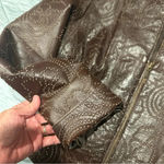 Women’s vintage brown Vakko leather jacket with perforated detailing. Size L Photo 3