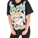 Moschino Authentic  Couture Dollar Bill Bear Print Oversize Unisex Tshirt Black Photo 7